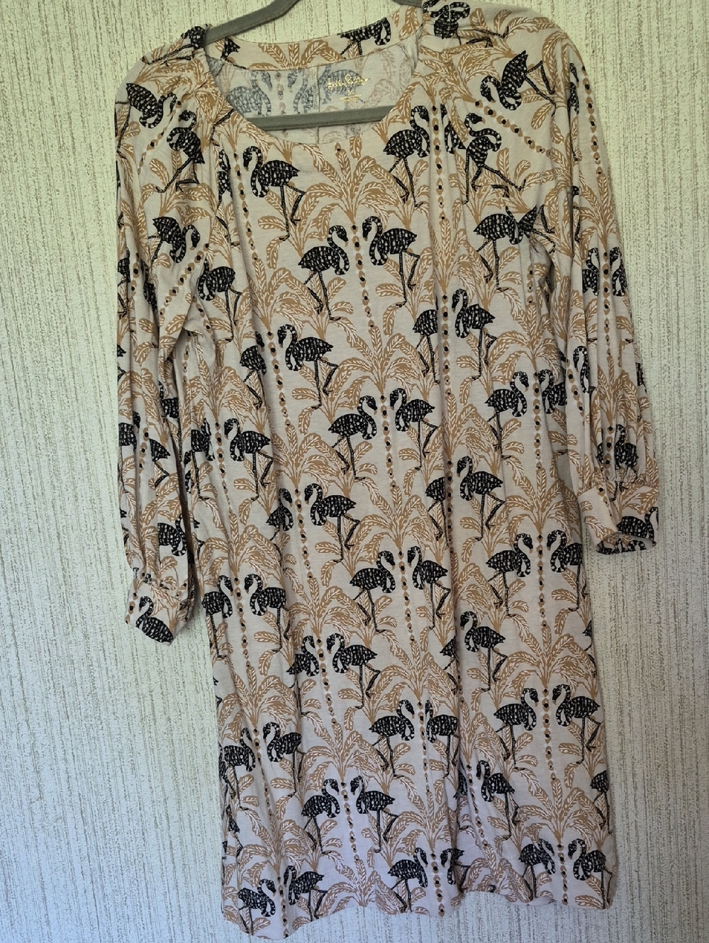Lilly Pulitzer Medium Elianna 3/4 Sleeve Dress Deeper Coconut Lil Stir It Up
